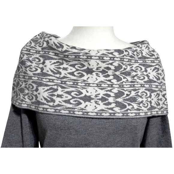 Anne Klein Gray Off the Shoulder Cowl Neck Sweater M Viscose Blend - Picture 4 of 13